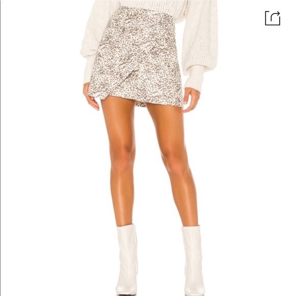 Free People White Leopard Faux Leather Mini Skirt - Picture 2 of 7